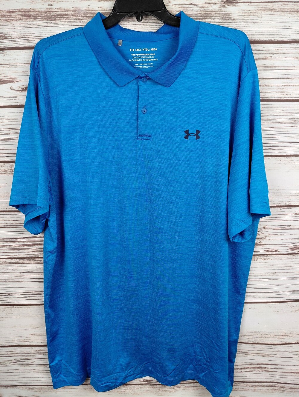 Under Armour UA Mens 4XL Blue Heather Short Sleeve Preformance Polo Shirt